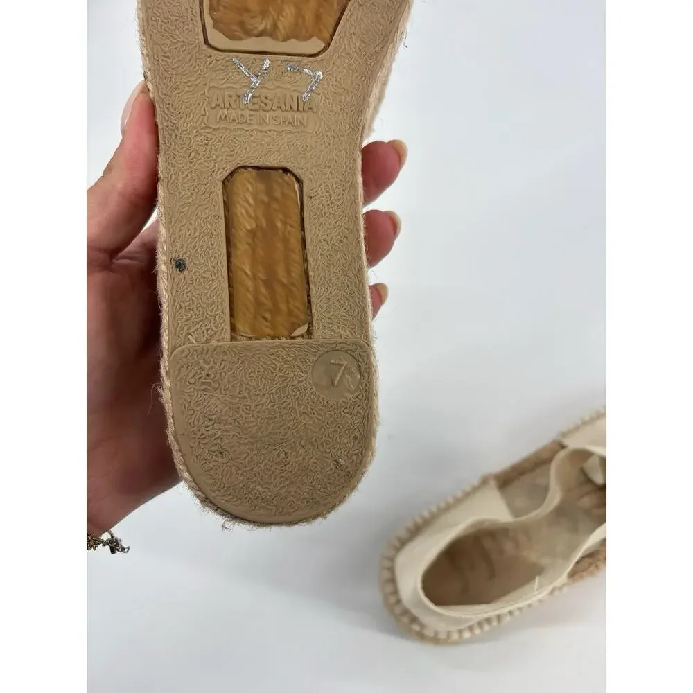 J Jill Women's Ivory Canvas Espadrille Slip On Flats US 7Casual Shoes